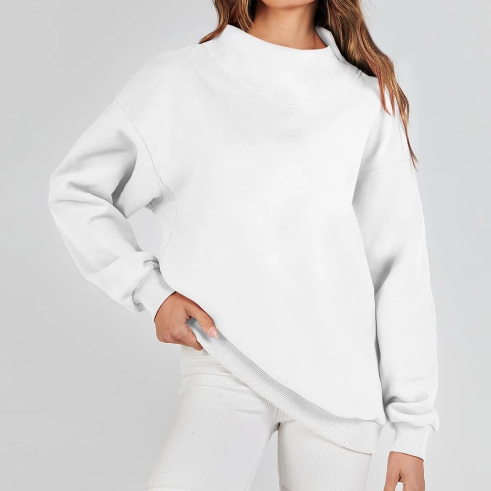 Women’s Slit Mock Neck Oversized Sweatshirt